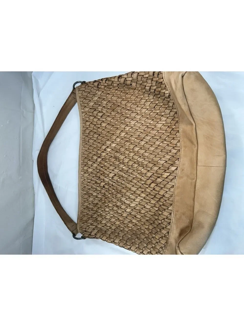 MADE IN INDIA genuine leather basketweave pattern Hobo handbag